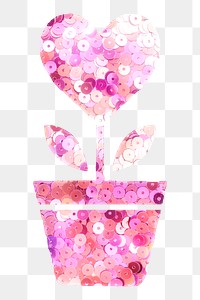 Png flower pink sequin Valentin's sticker