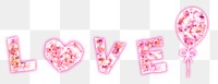 Love png pink sequin glitter typography