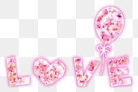 Love png pink sequin glitter typography