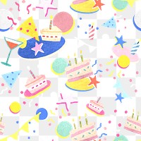 Png birthday party pattern transparent background