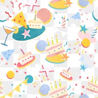 Png pattern birthday party transparent background