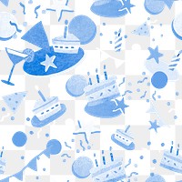 Png birthday party bluepattern transparent background