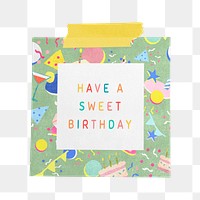 Png birthday card mockup on transparent background