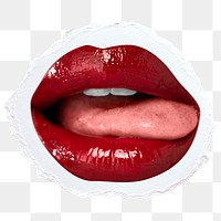 PNG lips red juicy licking sticker for Valentine’s day