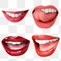 Png sexy red lips expression stickers Valentine&rsquo;s day theme set