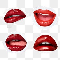 Png kissable lips expression stickers for Valentine&rsquo;s day set
