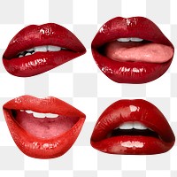 PNG kissable lips expression stickers for Valentine’s day set