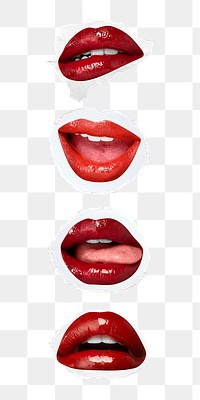 Png red lips expression stickers Valentine&rsquo;s day theme collection