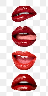 Png red lips expression stickers Valentine&rsquo;s day theme collection