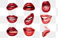 PNG red lips expression flirty Valentine&rsquo;s day collection