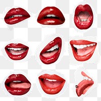 PNG sexy red lips sticker collection