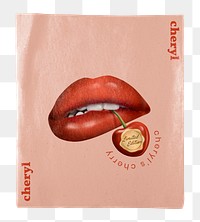 Png red lips poster mockup for lipstick cosmetic advertisement