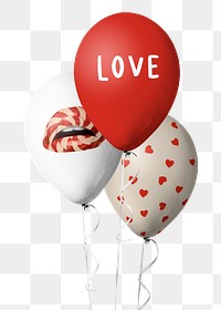 PNG balooons Valentine&rsquo;s celebration sticker white and red set