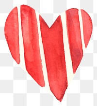 Striped watercolor heart sticker png valentine&#39;s day