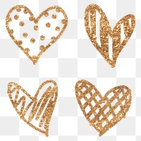 Golden heart collection png valentine's day 