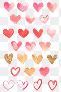 Cute heart sticker set png valentine day edition