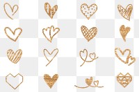 Golden heart collection png valentine's day 