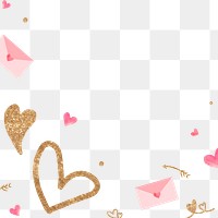 Valentine’s gold heart border png transparent background