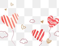 Striped heart balloons png valentine&rsquo;s sticker element