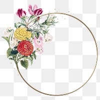 Png flower frame in gold