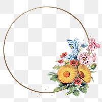 Png frame in gold with yellow flower decorations