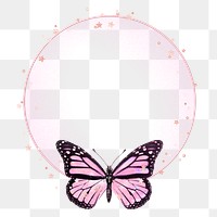 Png frame with pink Monarch butterfly