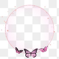 Png frame with pink Monarch butterfly