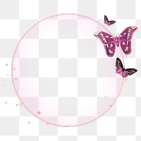 Png transparent frame in pink with butterflies