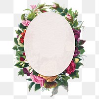 Floral png frame png botanical oval badge