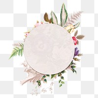 Floral png frame botanical round badge