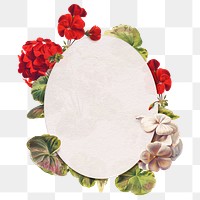 Geranium png flower frame botanical oval badge