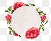 Png red rose frame floral round badge