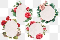 Png red flower frame floral badges