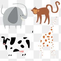 Png zoo animals sticker set