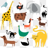 Png zoo animals social media story sticker set