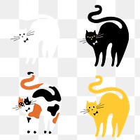 Png cats cute animal sticker set