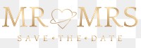 Badge png save the date MR and MRS wedding golden luxurious style