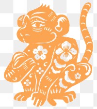 Png year of monkey orange Chinese horoscope animal illustration