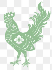 Png year of rooster green Chinese horoscope animal illustration