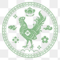 Png Chinese New Year rooster zodiac sign green badge