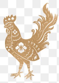 Png Chinese New Year rooster gold animal zodiac sign illustration