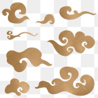 Png oriental cloud gold cute journal sticker set