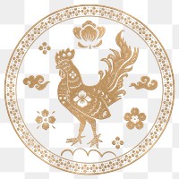 Png rooster year golden badge traditional Chinese zodiac sign