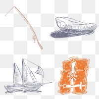 Png navy life printmaking cartoon design elements set