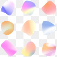 Vibrant stickers png holographic and gradient shapes collection