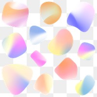Vibrant stickers png holographic and gradient shapes collection