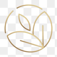 PNG leaf logo for wellness beauty design in golden style