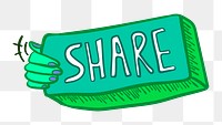 Share png sticker button for social media campaign