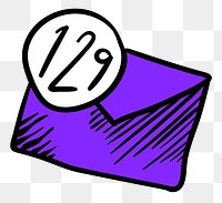 Png message notification sticker purple doodle illustration