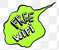 Free wifi png sticker in green doodle illustration